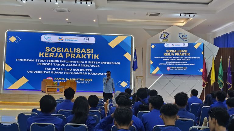 Sosialisasi Pelaksanaan Kerja Praktik Tahun Akademik 2025/2026 bagi Mahasiswa Angkatan 2023 Fakultas Ilmu Komputer UBP Karawang