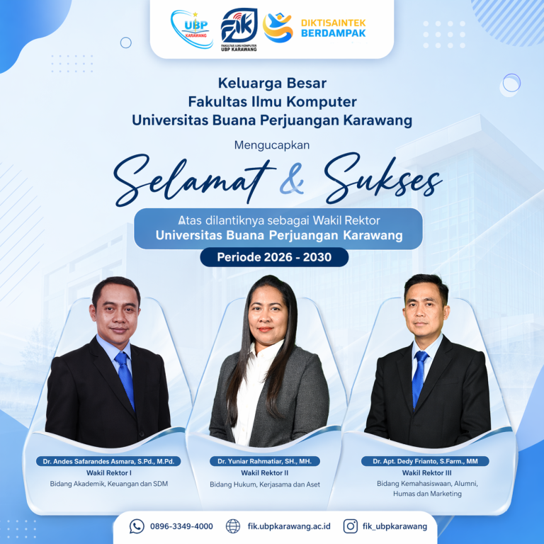 Fakultas Ilmu Komputer UBP Karawang Sampaikan Ucapan Selamat atas Pelantikan Wakil Rektor Periode 2026–2030