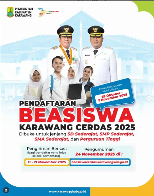 PENGUMUMAN PENDAFTARAN BEASISWA KARAWANG CERDAS 2025