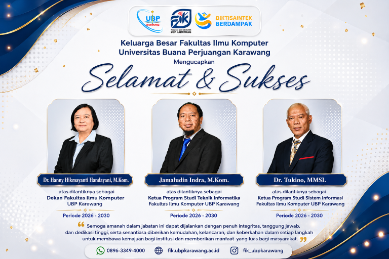 Selamat dan Sukses atas Pelantikan Pimpinan Fakultas Ilmu Komputer UBP Karawang Periode 2026–2030